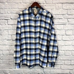 LL Bean‎ Blue Multicolor Check Plaid Flannel Button Up Long Sleeve Shirt Size XL